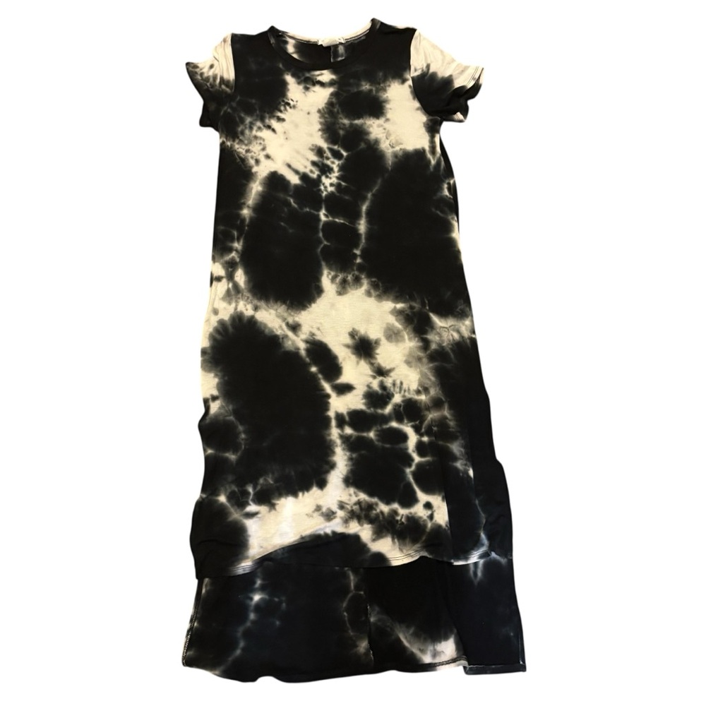 Caution To The Wind Dress Small Black & White Tie-Dye Short Sleeve Midi Hi-Low - Picture 14 of 14